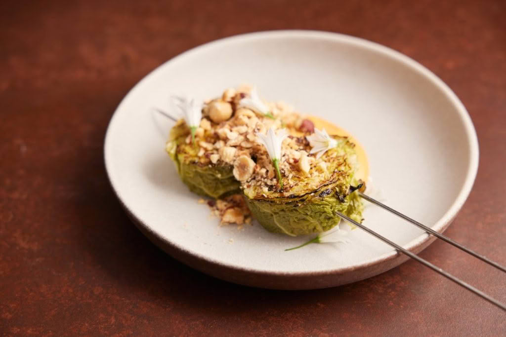 KOL-Grilled cabbage, smoked tomato, hazlenuts credit Josh Griggs